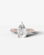 2 Carat Lab Grown Pear Cut Multi-Row Pavé Diamond Engagement Ring