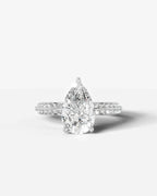 2 Carat Lab Grown Pear Cut Multi-Row Pavé Diamond Engagement Ring