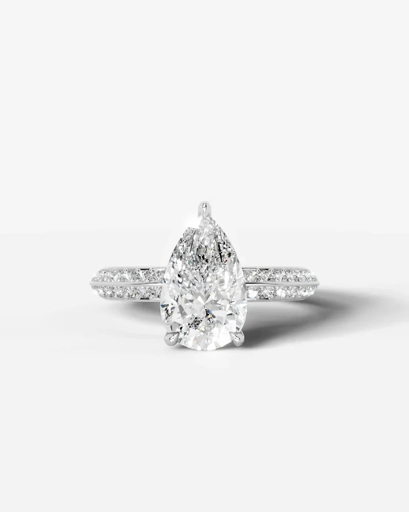 2 Carat Lab Grown Pear Cut Multi-Row Pavé Diamond Engagement Ring