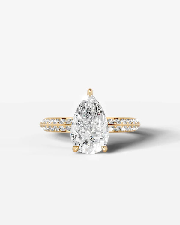 2 Carat Lab Grown Diamond Cressida Pear Cut Pave Engagement Ring