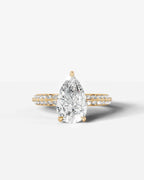 2 Carat Lab Grown Pear Cut Multi-Row Pavé Diamond Engagement Ring