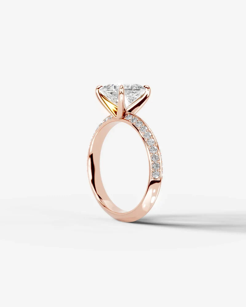 2 Carat Lab Grown Diamond Princess Cut Multi-Row Pavé Engagement Ring