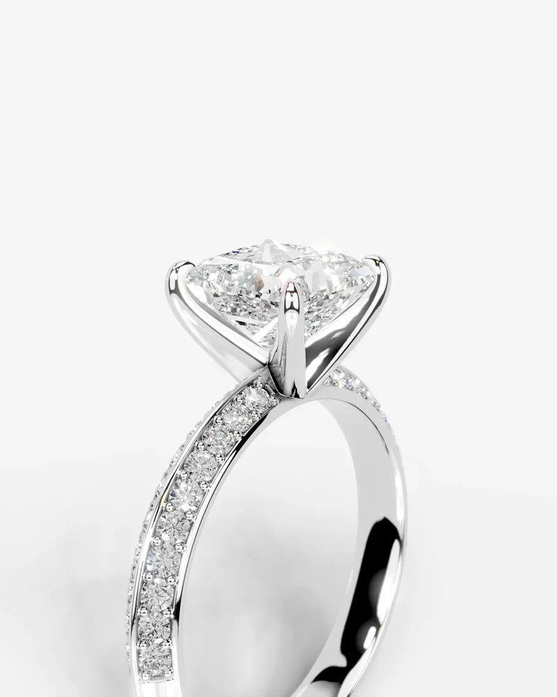 2 Carat Lab Grown Diamond Princess Cut Multi-Row Pavé Engagement Ring