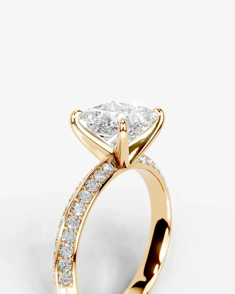 2 Carat Lab Grown Diamond Princess Cut Multi-Row Pavé Engagement Ring
