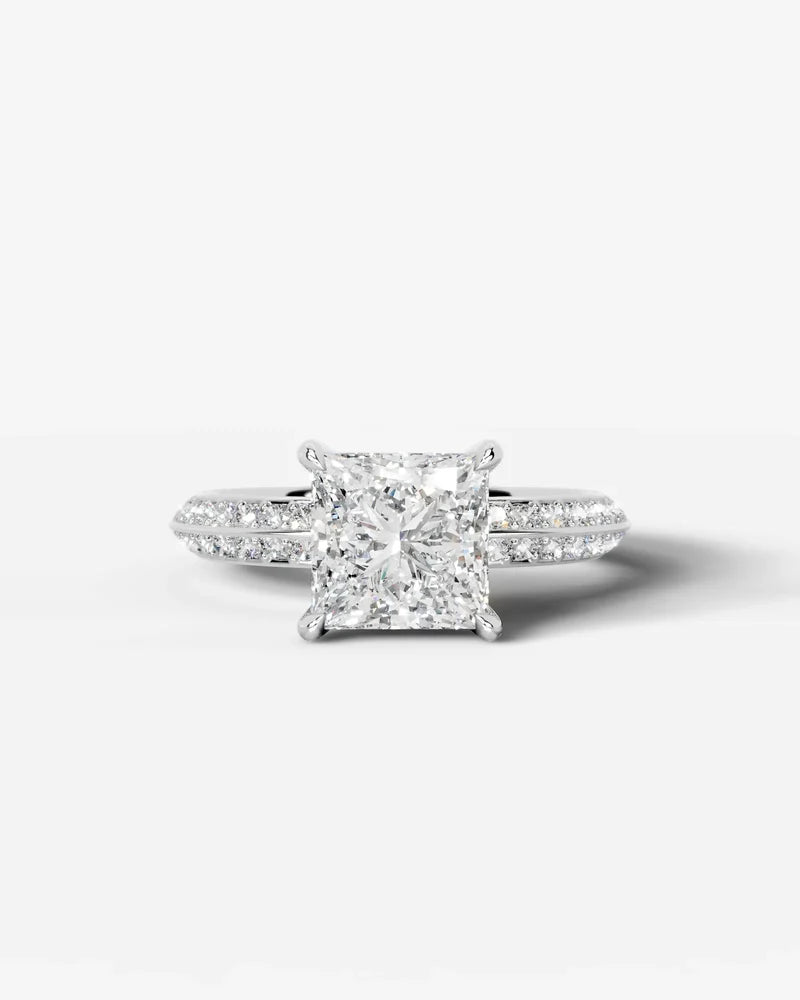 2 Carat Lab Grown Diamond Princess Cut Multi-Row Pavé Engagement Ring