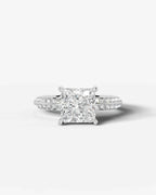 2 Carat Lab Grown Diamond Princess Cut Multi-Row Pavé Engagement Ring