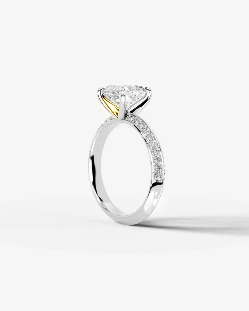 2 Carat Lab Grown Diamond Aurelia Cushion Pave Sidestone Engagement Ring