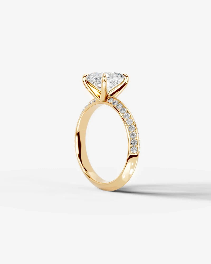 2 Carat Lab Grown Diamond Aurelia Cushion Pave Sidestone Engagement Ring