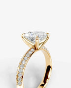 2 Carat Lab Grown Diamond Aurelia Cushion Pave Sidestone Engagement Ring