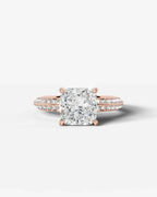 2 Carat Lab Grown Diamond Aurelia Cushion Pave Sidestone Engagement Ring