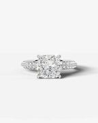 2 Carat Lab Grown Diamond Aurelia Cushion Pave Sidestone Engagement Ring