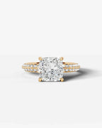 2 Carat Lab Grown Diamond Aurelia Cushion Pave Sidestone Engagement Ring