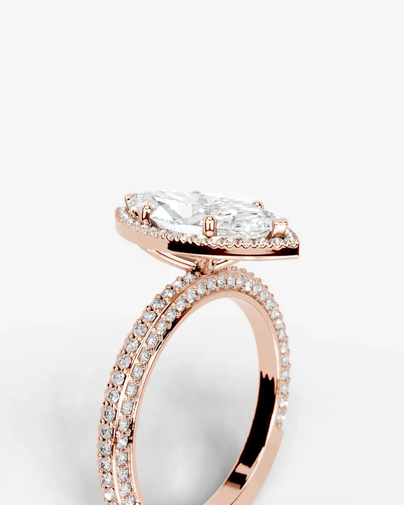 2 Carat Lab Grown Diamond Callista Marquise Cut Pavé Halo Engagement Ring