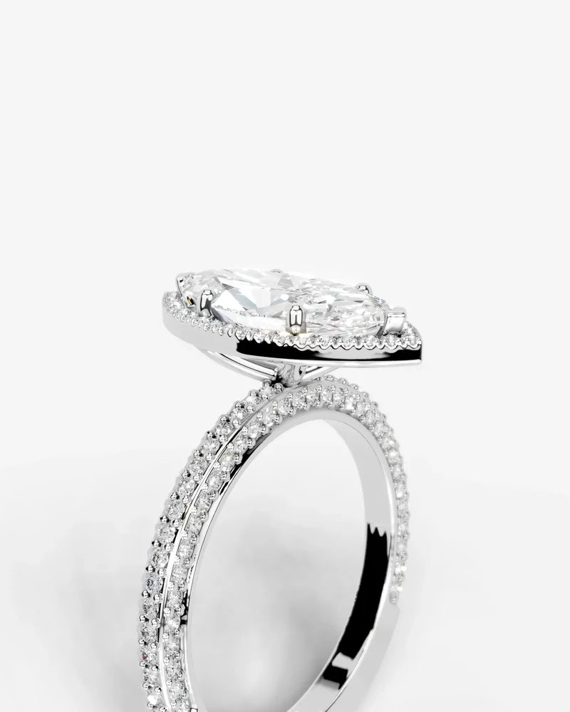 2 Carat Lab Grown Diamond Callista Marquise Cut Pavé Halo Engagement Ring