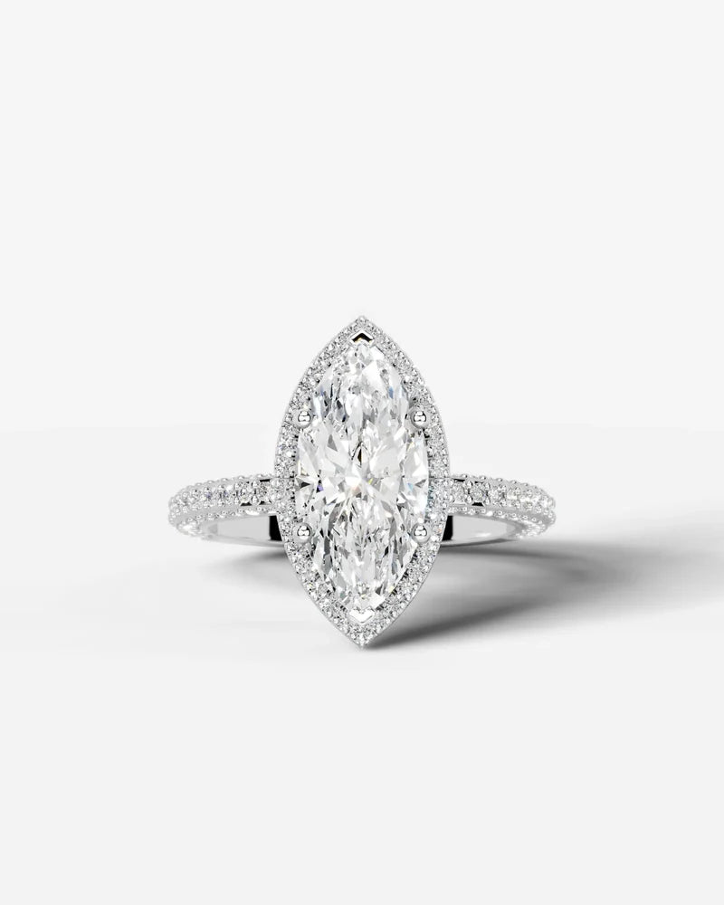 2 Carat Lab Grown Diamond Callista Marquise Cut Pavé Halo Engagement Ring