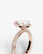 2 Carat Lab Grown Diamond Lyra Pear Cut Pavé Halo Engagement Ring