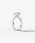 2 Carat Lab Grown Diamond Lyra Pear Cut Pavé Halo Engagement Ring