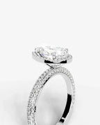 2 Carat Lab Grown Diamond Lyra Pear Cut Pavé Halo Engagement Ring