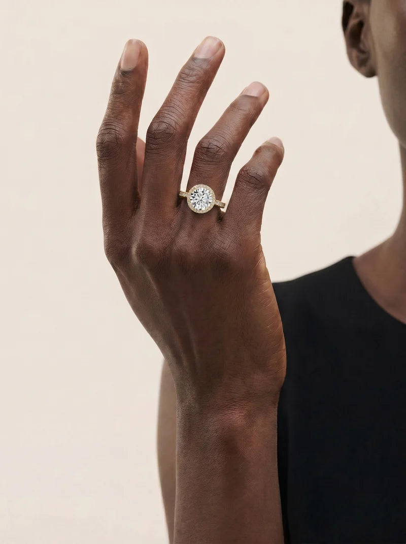 2 Carat Lab Grown Diamond Astraea Round Cut Pavé Halo Engagement Ring