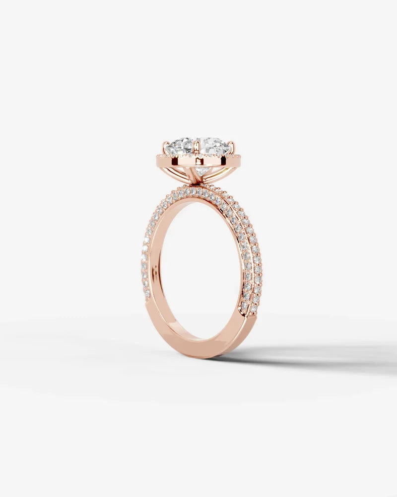 2 Carat Lab Grown Diamond Astraea Round Cut Pavé Halo Engagement Ring