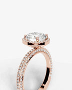 2 Carat Lab Grown Diamond Astraea Round Cut Pavé Halo Engagement Ring
