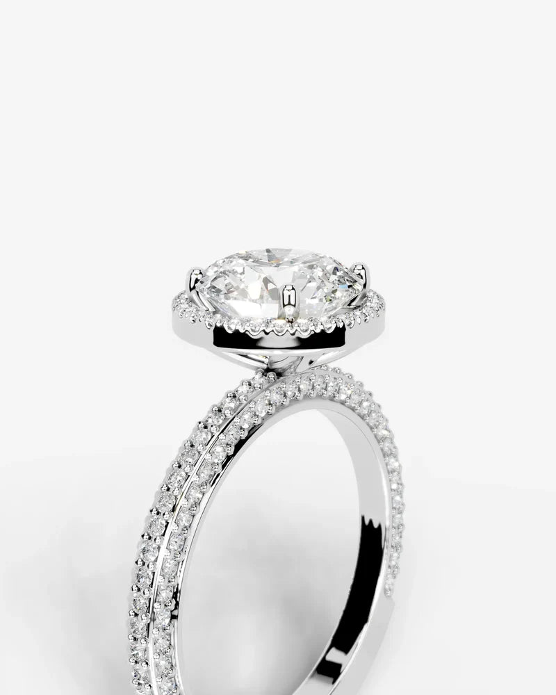 2 Carat Lab Grown Diamond Astraea Round Cut Pavé Halo Engagement Ring