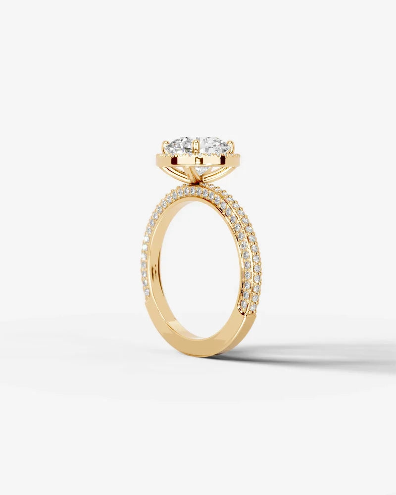 2 Carat Lab Grown Diamond Astraea Round Cut Pavé Halo Engagement Ring