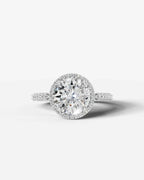 2 Carat Lab Grown Diamond Astraea Round Cut Pavé Halo Engagement Ring