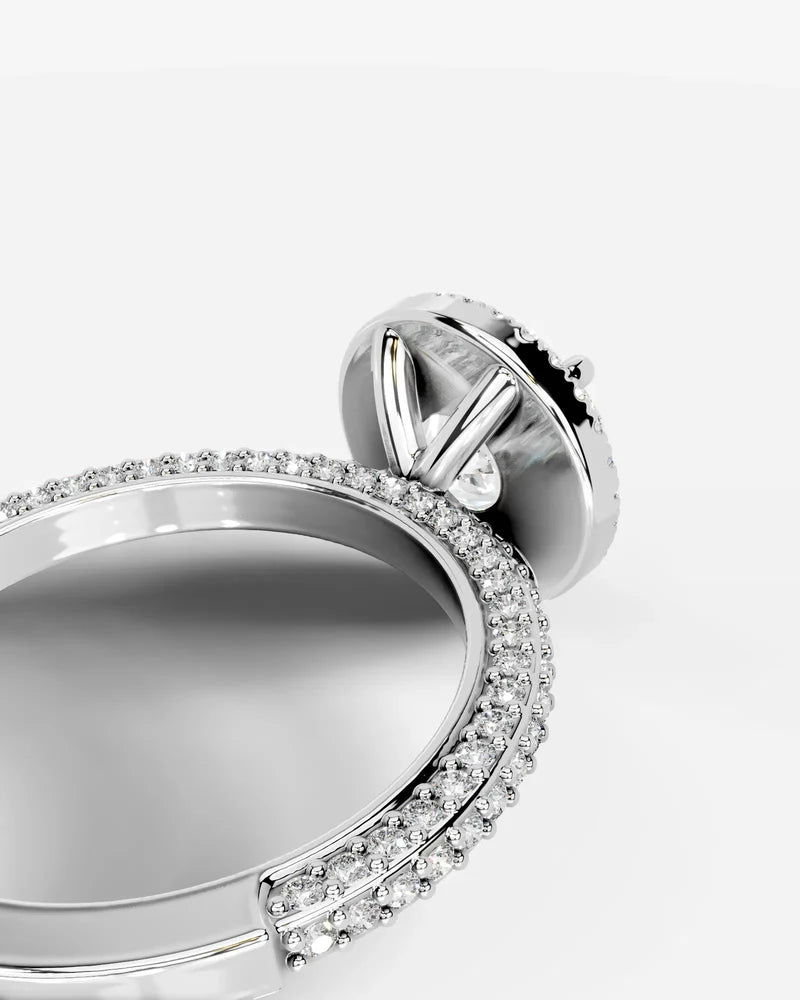 2 Carat Lab Grown Diamond Astraea Round Cut Pavé Halo Engagement Ring