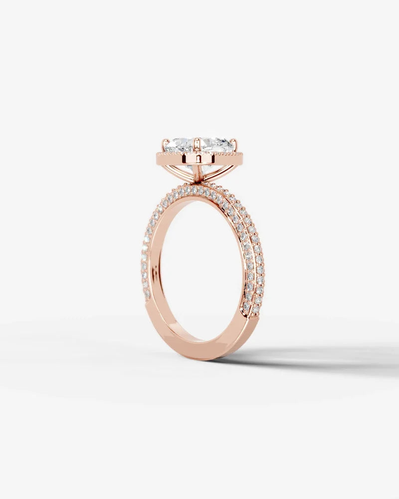 2 Carat Lab Grown Diamond Viviana Cushion Cut Pavé Halo Engagement Ring