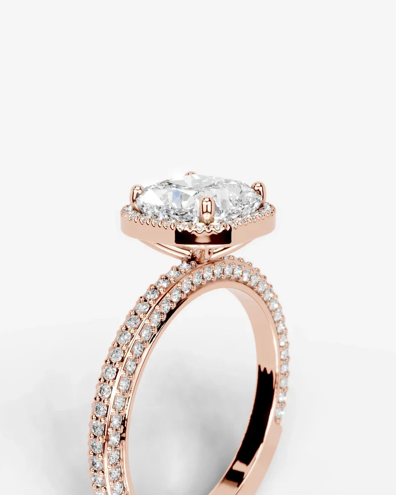 2 Carat Lab Grown Diamond Viviana Cushion Cut Pavé Halo Engagement Ring