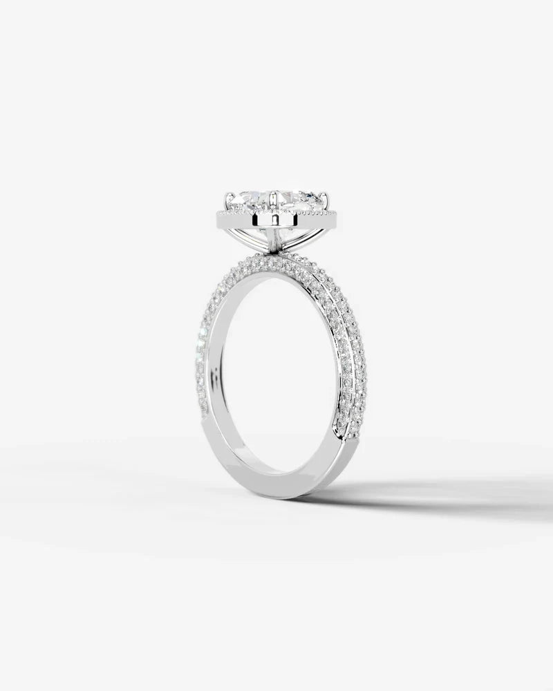2 Carat Lab Grown Diamond Viviana Cushion Cut Pavé Halo Engagement Ring