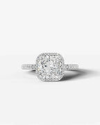 2 Carat Lab Grown Diamond Viviana Cushion Cut Pavé Halo Engagement Ring