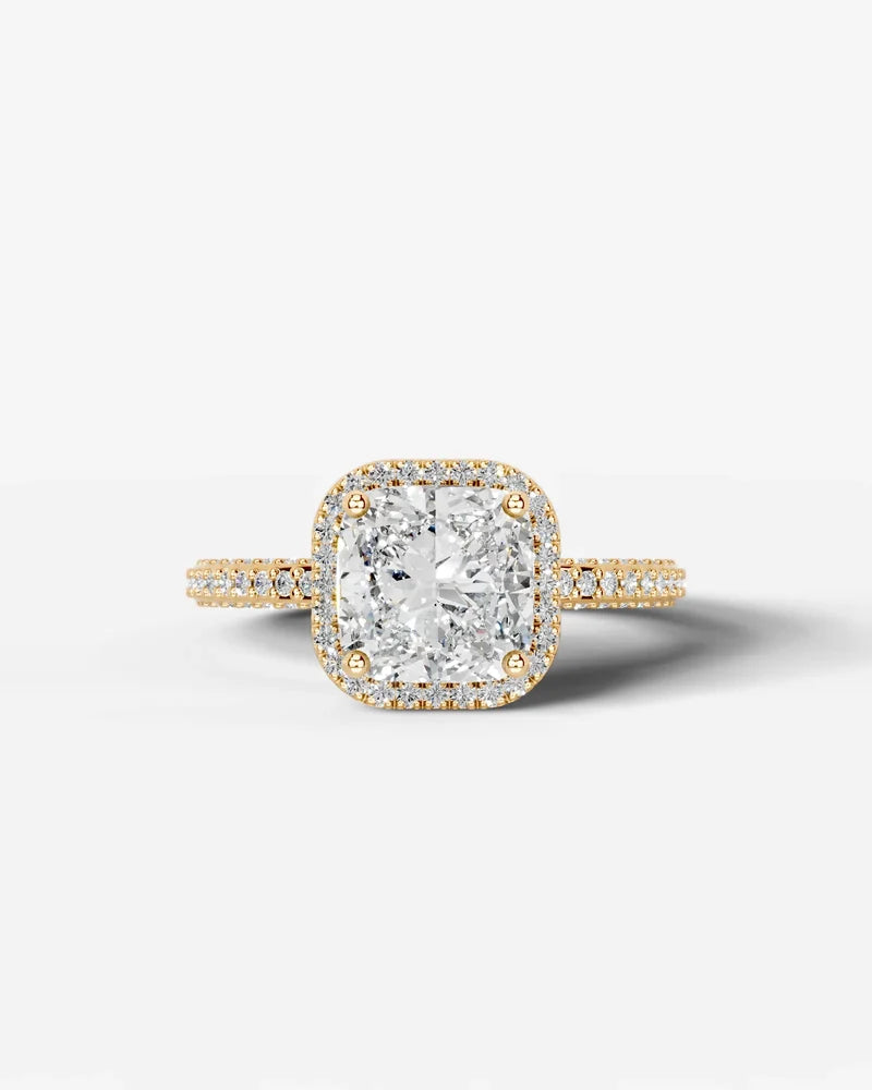 2 Carat Lab Grown Diamond Viviana Cushion Cut Pavé Halo Engagement Ring