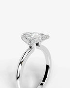 2 Carat Lab Grown Elongated Cushion Diamond Half Halo Ring
