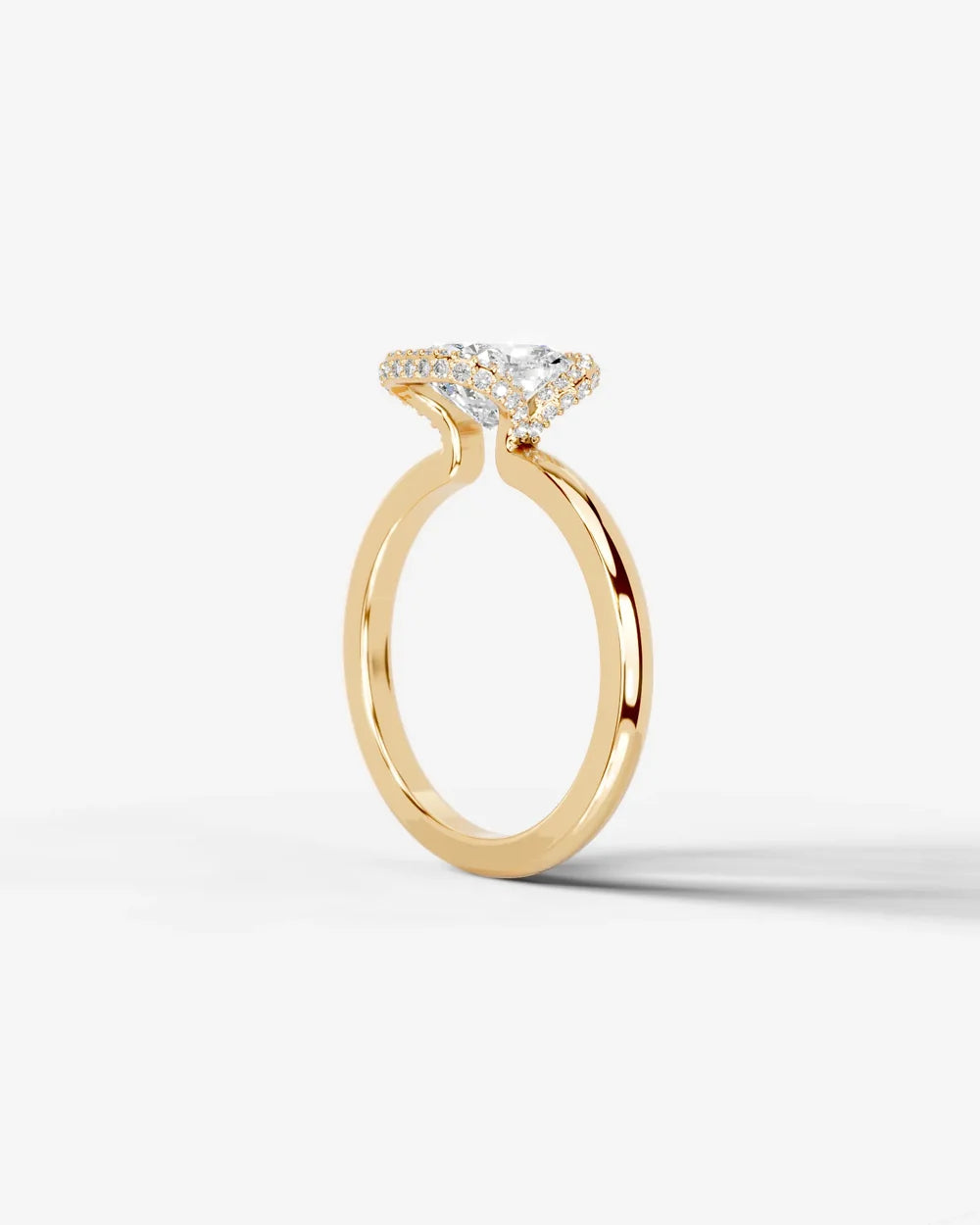 2 Carat Lab Grown Elongated Cushion Diamond Half Halo Ring