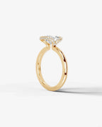 2 Carat Lab Grown Elongated Cushion Diamond Half Halo Ring