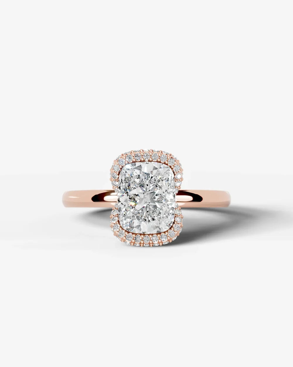 2 Carat Lab Grown Elongated Cushion Diamond Half Halo Ring