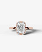 2 Carat Lab Grown Elongated Cushion Diamond Half Halo Ring