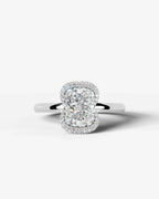 2 Carat Lab Grown Elongated Cushion Diamond Half Halo Ring