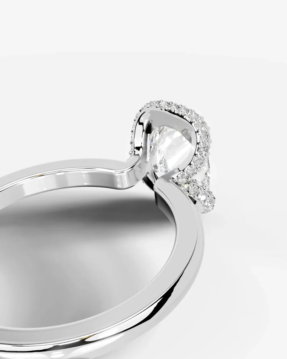 2 Carat Lab Grown Elongated Cushion Diamond Half Halo Ring