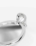 2 Carat Lab Grown Elongated Cushion Diamond Half Halo Ring