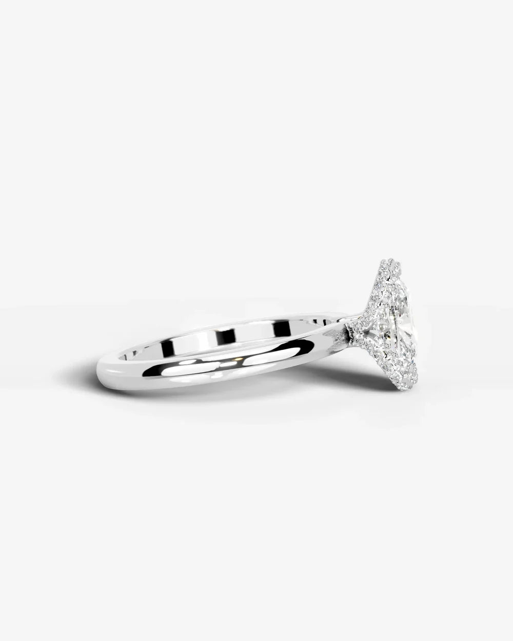 2 Carat Lab Grown Elongated Cushion Diamond Half Halo Ring