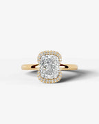 2 Carat Lab Grown Elongated Cushion Diamond Half Halo Ring