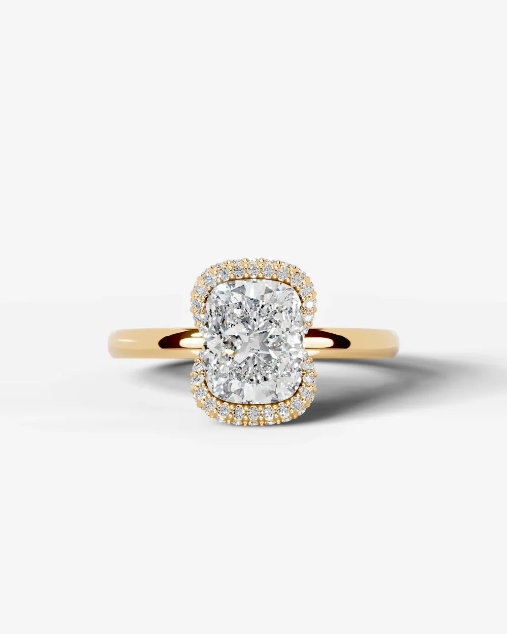 2 Carat Lab Grown Elongated Cushion Diamond Half Halo Ring