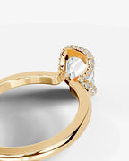 2 Carat Lab Grown Elongated Cushion Diamond Half Halo Ring