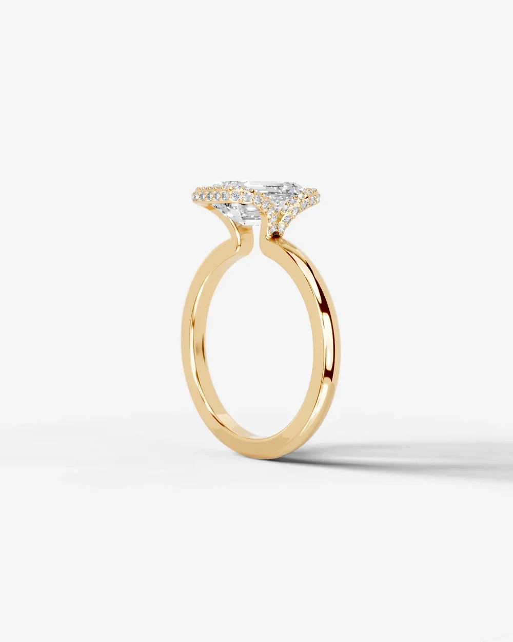 2 Carat Lab Grown Emerald Cut Diamond Half Halo Ring