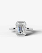 2 Carat Lab Grown Emerald Cut Diamond Half Halo Ring