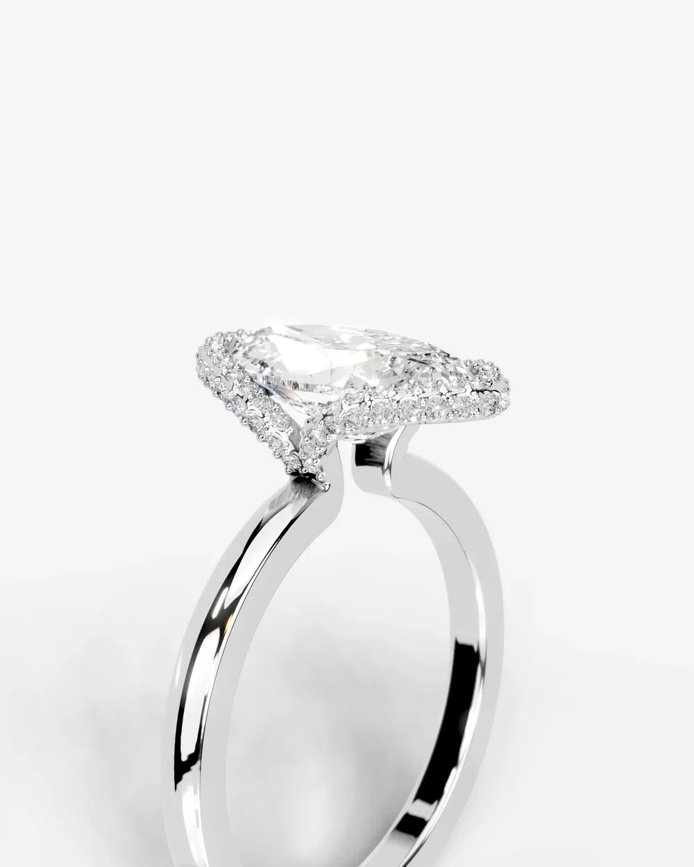 2 Carat Lab Grown Marquise Diamond Half Halo Ring