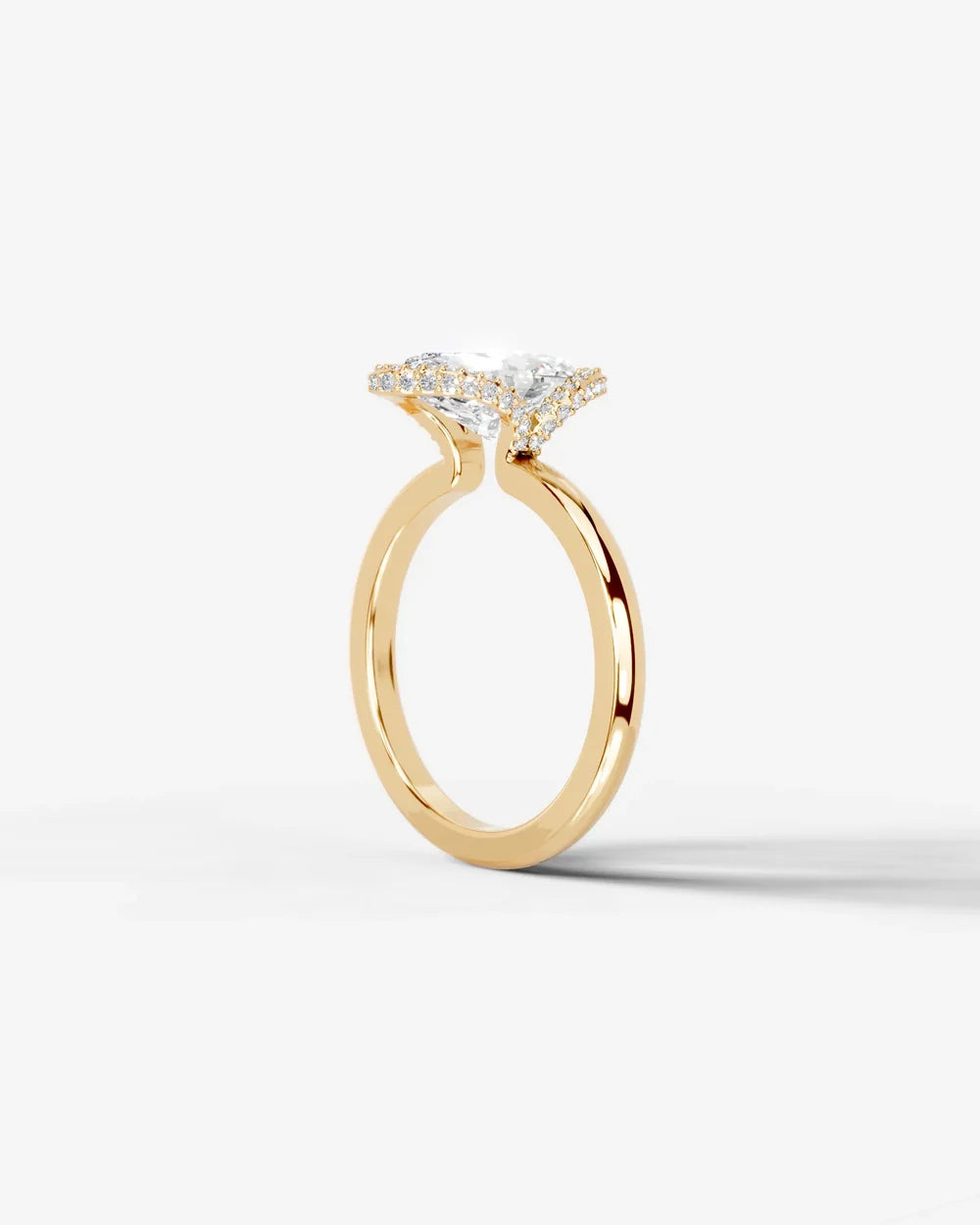 2 Carat Lab Grown Marquise Diamond Half Halo Ring